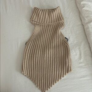 H&M Beige Ribbed Cowl Neck Vest